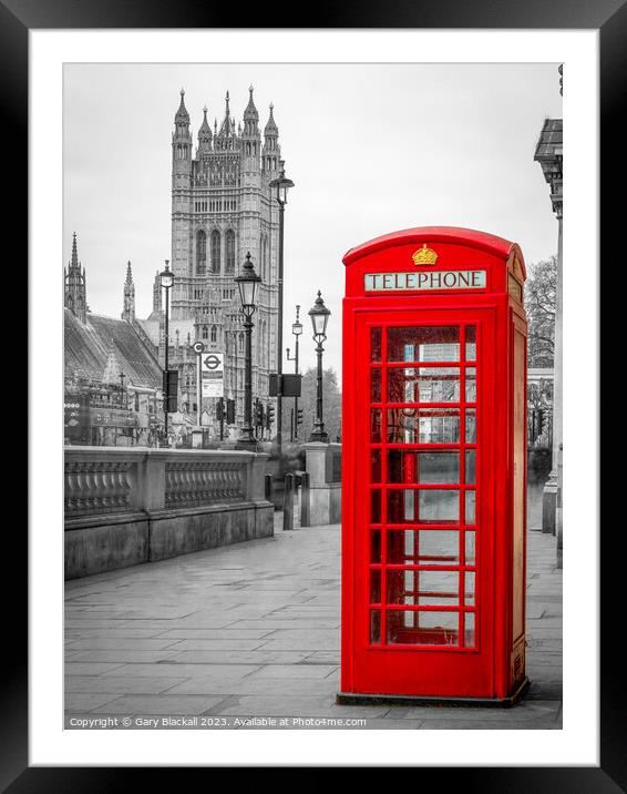 London Red Phonebox Framed Mounted Print by Gary Blackall