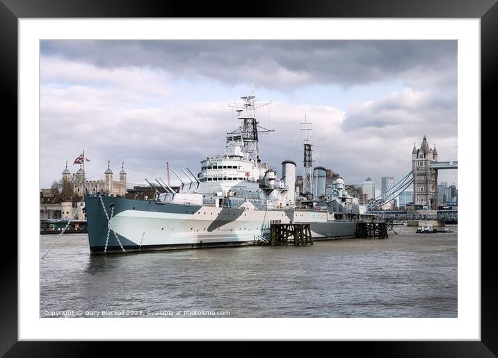 HMS Belfast Framed Mounted Print by Gary Blackall
