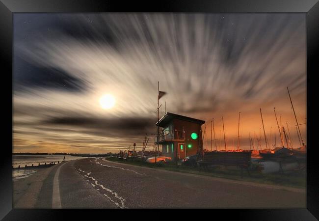 Brightlingsea Prom under moonlight  Framed Print by Tony lopez