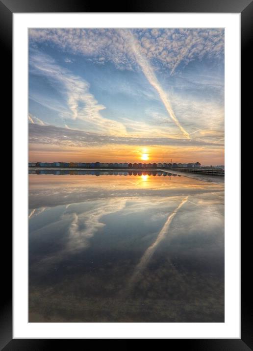 Brightlingsea tidal pool sunrise reflections Framed Mounted Print by Tony lopez