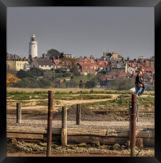 Southwold lighthouse in the afternoon sun  Framed Print by Tony lopez
