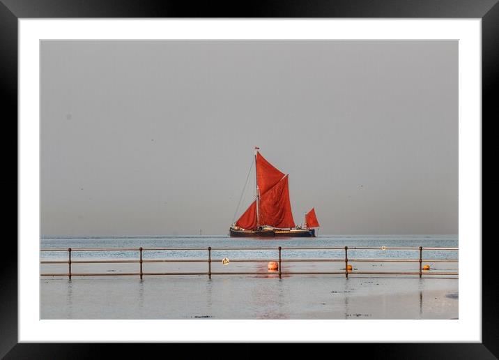 Barge over the Brightlingsea Creek  Framed Mounted Print by Tony lopez
