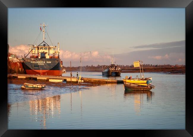 Brightlingsea Harbour in the afternoon sunshine  c Framed Print by Tony lopez