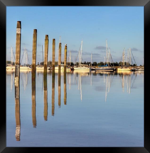Early morning blue over Brightlingsea hard  Framed Print by Tony lopez