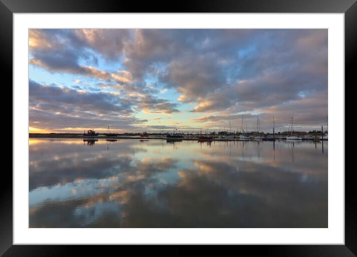 Brightlingsea Harbour reflections  Framed Mounted Print by Tony lopez