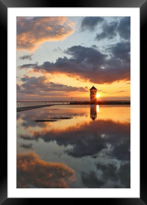 Skyscape sunset reflections over Batemans Tower  Brightlingsea  Framed Mounted Print by Tony lopez