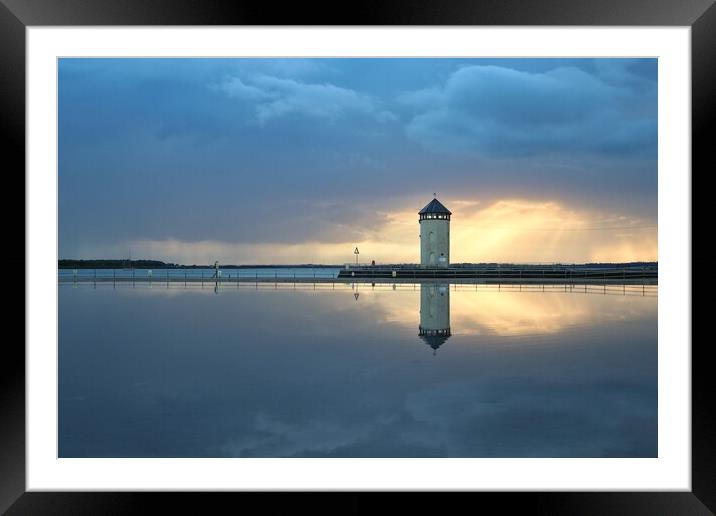 Cloudscape reflections at sunset in Brightlingsea  Framed Mounted Print by Tony lopez