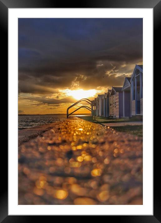 Sunsetting after the storm over Brightlingsea beach  Framed Mounted Print by Tony lopez