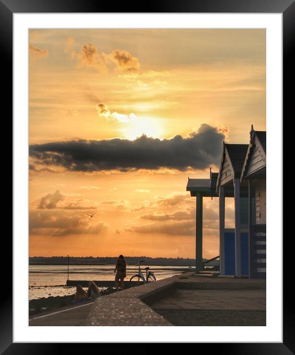 sunsetting over the Brightlingsea Beach  Framed Mounted Print by Tony lopez