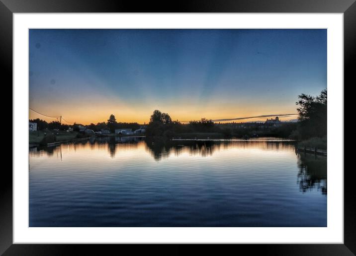 Sun  rising over the Boating lake in Brightlingsea Framed Mounted Print by Tony lopez