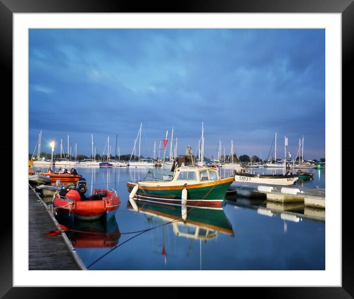 Brightlingsea Harbour in the early morning light  Framed Mounted Print by Tony lopez