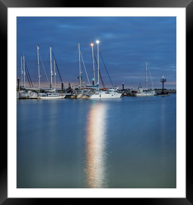 Outdoor Brightlingsea Harbour in  the morning blue  Framed Mounted Print by Tony lopez