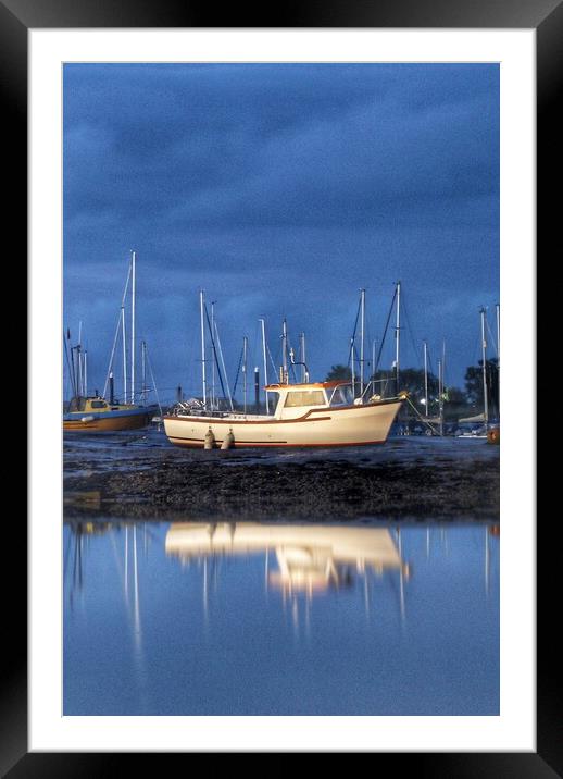 High and dry at low tide over Brightlingsea Harbour  Framed Mounted Print by Tony lopez