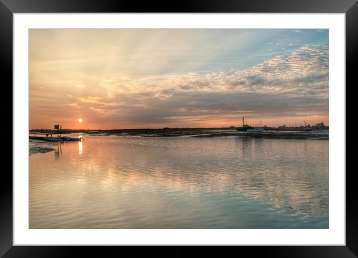 Sunrising over Brightlingsea Harbour  Framed Mounted Print by Tony lopez