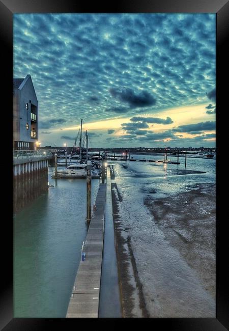 Glorious cloudscape colours over the Brightlingsea Harbour in Essex  Framed Print by Tony lopez