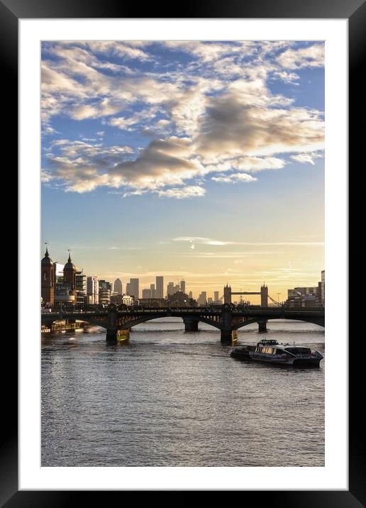 London skyline in the sunrise colours  Framed Mounted Print by Tony lopez