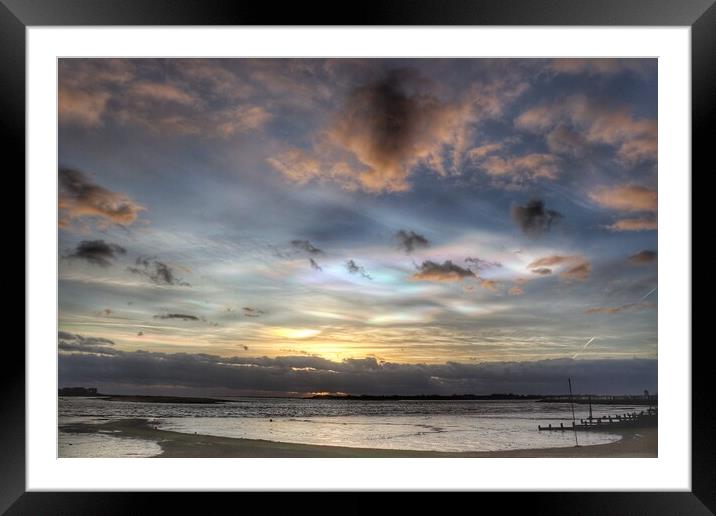 Sunset colours over Brightlingsea  Framed Mounted Print by Tony lopez