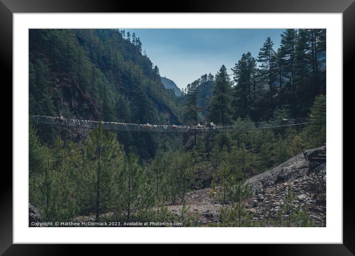 Rope Bridge across the valley Framed Mounted Print by Matthew McCormack