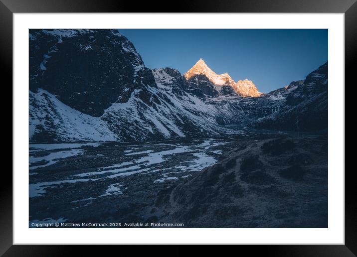 Morning Sun on a Mountain Peak Framed Mounted Print by Matthew McCormack