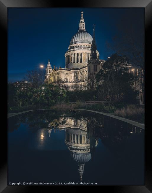 Night Reflection of St Pauls, London Framed Print by Matthew McCormack