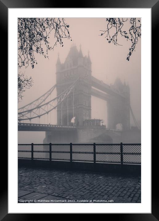 Foggy Tower Bridge Framed Mounted Print by Matthew McCormack