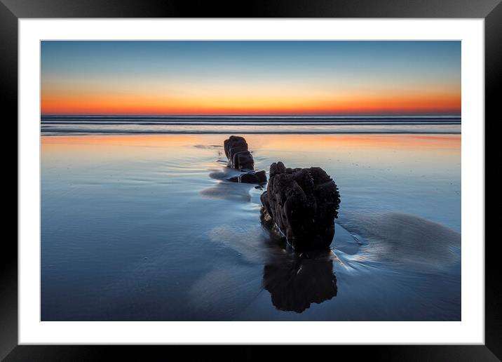 Sunset at Northcott Mouth, Cornwall, UK Framed Mounted Print by Kevin Howchin