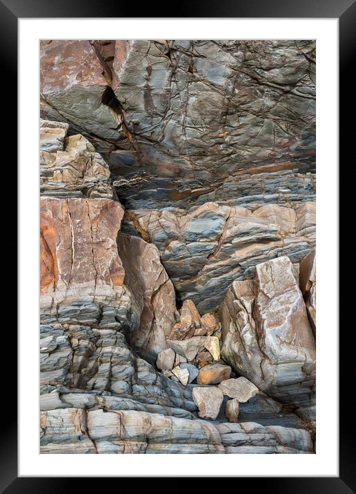 Rock Detail Northcott Mouth, Cornwall Framed Mounted Print by Kevin Howchin