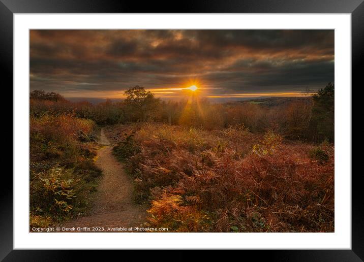 Sunset over bracken Framed Mounted Print by Derek Griffin