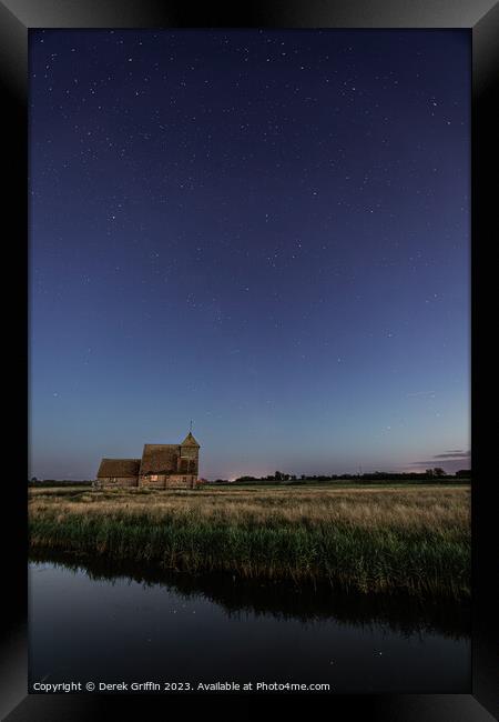 Thomas a Becket church under night sky Framed Print by Derek Griffin