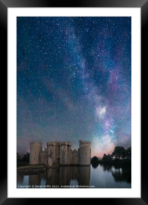 The Milky Way over Bodiam Castle Framed Mounted Print by Derek Griffin