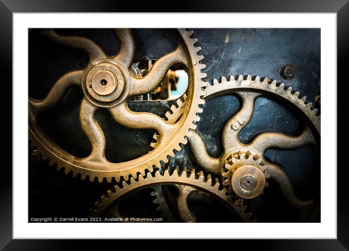 Three cogs Framed Mounted Print by Darrell Evans