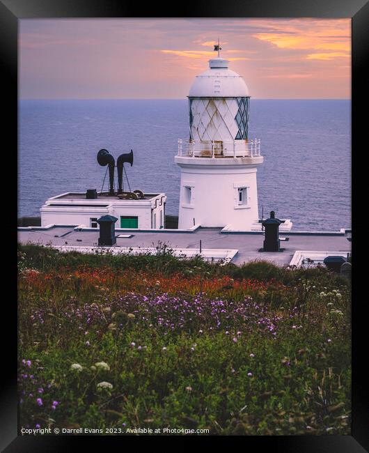 Lighthouse and Flowers Framed Print by Darrell Evans