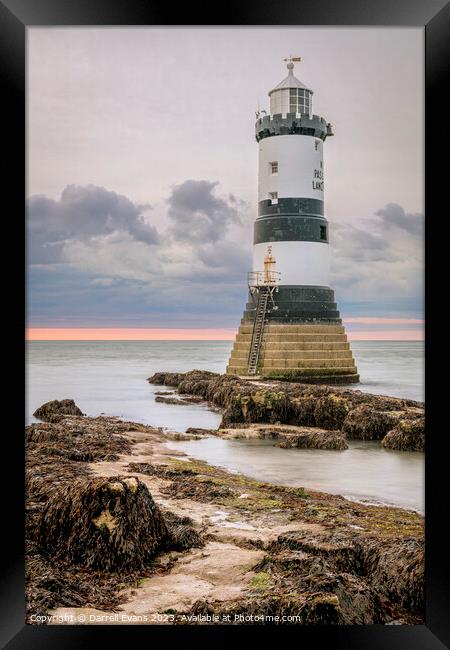 Trwyn Du Lighthouse Framed Print by Darrell Evans