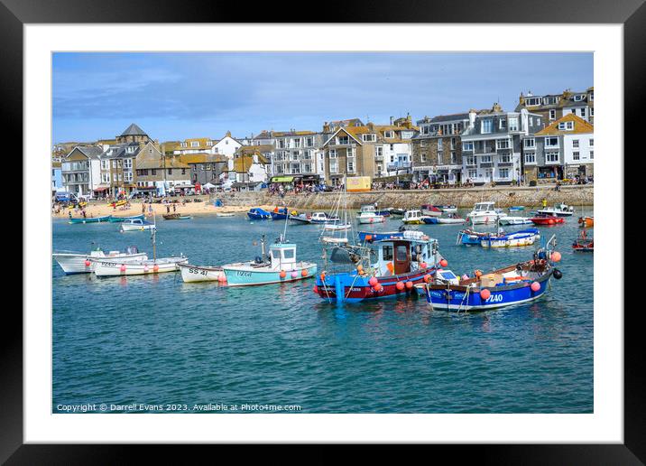 Boats at St Ives Framed Mounted Print by Darrell Evans