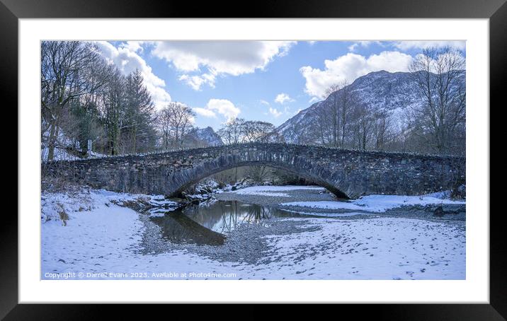 Grange bridge in snow Framed Mounted Print by Darrell Evans