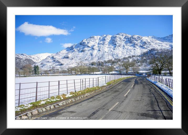 Seatoller in Snow Framed Mounted Print by Darrell Evans