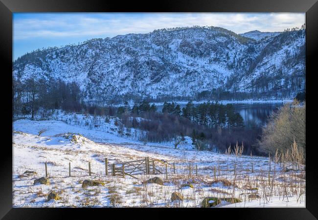 Thirlmere in snow Framed Print by Darrell Evans