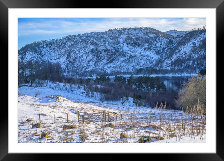 Thirlmere in snow Framed Mounted Print by Darrell Evans
