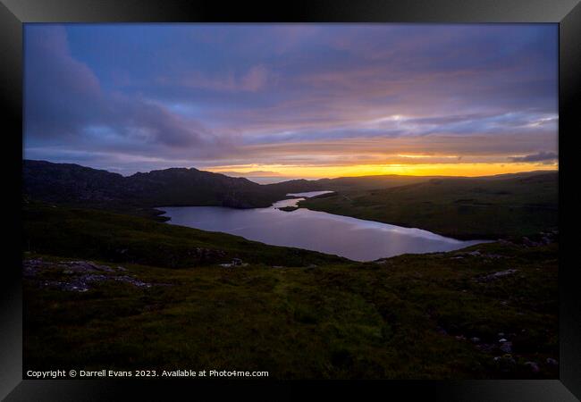 Loch Diabaigas Airde Sunset Framed Print by Darrell Evans