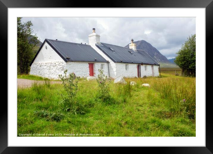 Black Rock Cottage and Thistles Framed Mounted Print by Darrell Evans