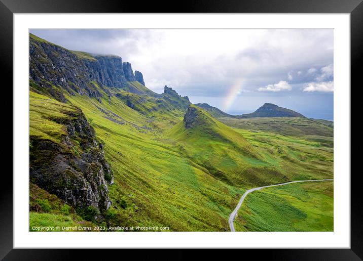 Quiraing and Rainbow Framed Mounted Print by Darrell Evans