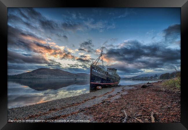Corparch ship wreck  Framed Print by simon waldram