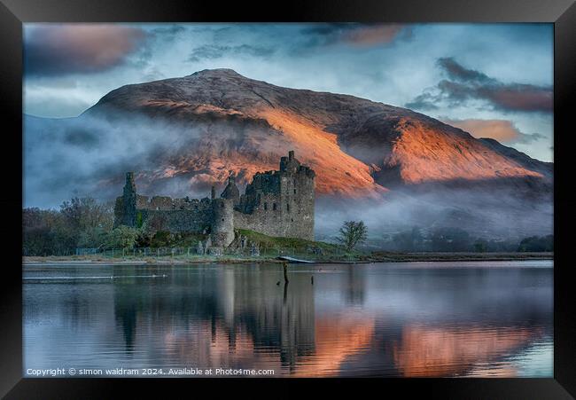 Castle on the Loch Framed Print by simon waldram