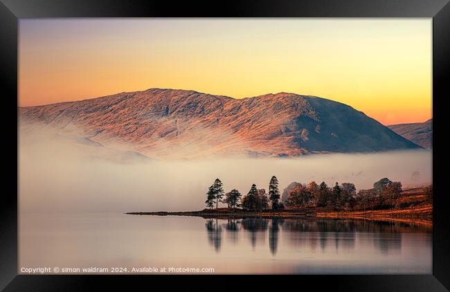 reflections on the Loch Framed Print by simon waldram