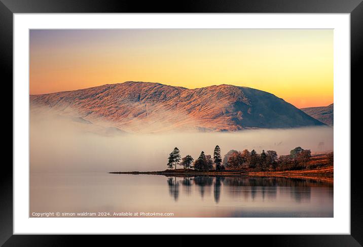 reflections on the Loch Framed Mounted Print by simon waldram