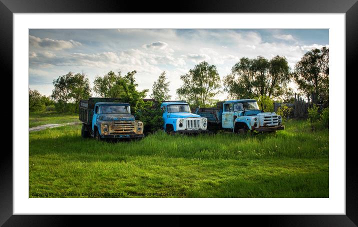 old abandoned broken trucks Framed Mounted Print by Lana Topoleva