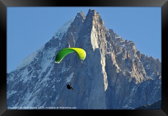 Paragliding in the Alps Framed Print by Geoff Weeks