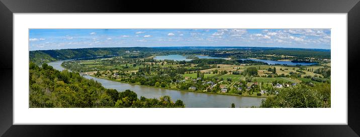 panoramic scenic view of the river Seine from Barneville-sur-Seine, Eure, Normandy, France Framed Mounted Print by Chris Mann