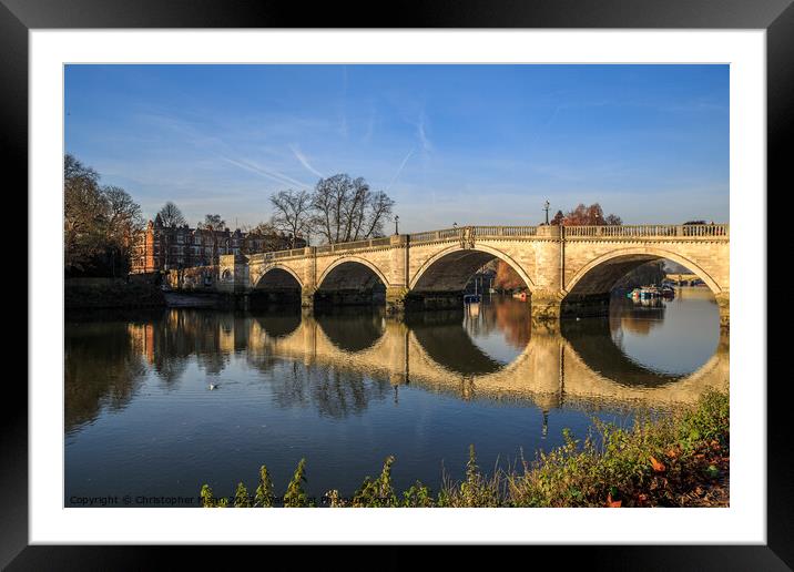 Richmond Bridge, River Thames, London, England Framed Mounted Print by Chris Mann
