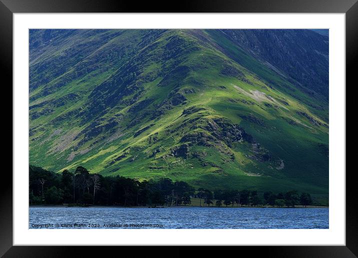 Steep fell hillside, Buttermere, Lake District, Cumbria Framed Mounted Print by Chris Mann